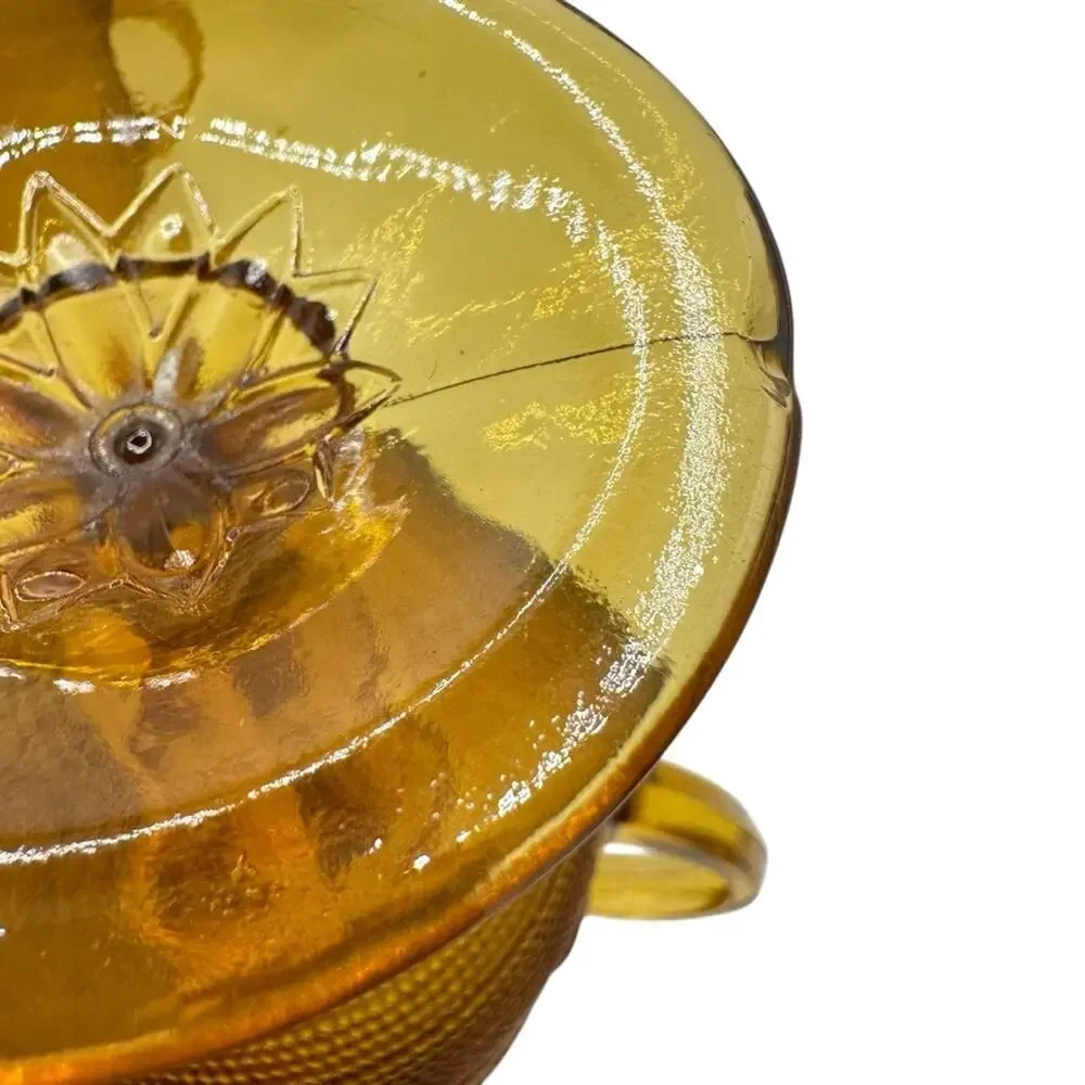 VTG Set of 3 70's Indiana Amber Glass Tiara Sandwich Goblet Mug Wine Water